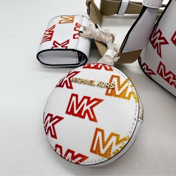 Michael Kors Jet Set Price Medium Crossbody W Tech Accessories Rainbow MK Logo - Picture 10 of 12